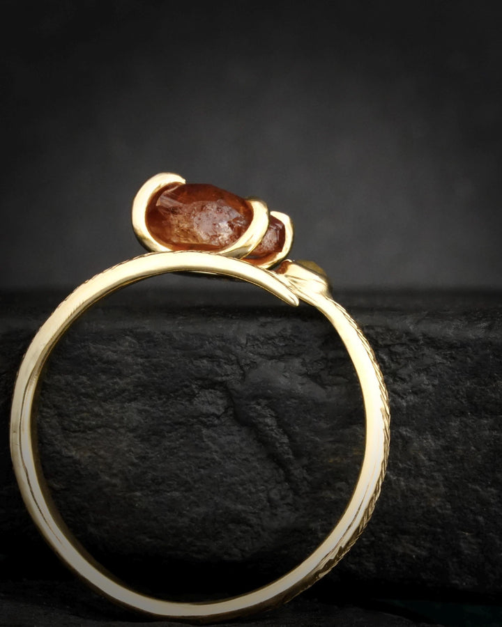 Raw Orange Garnet Ring