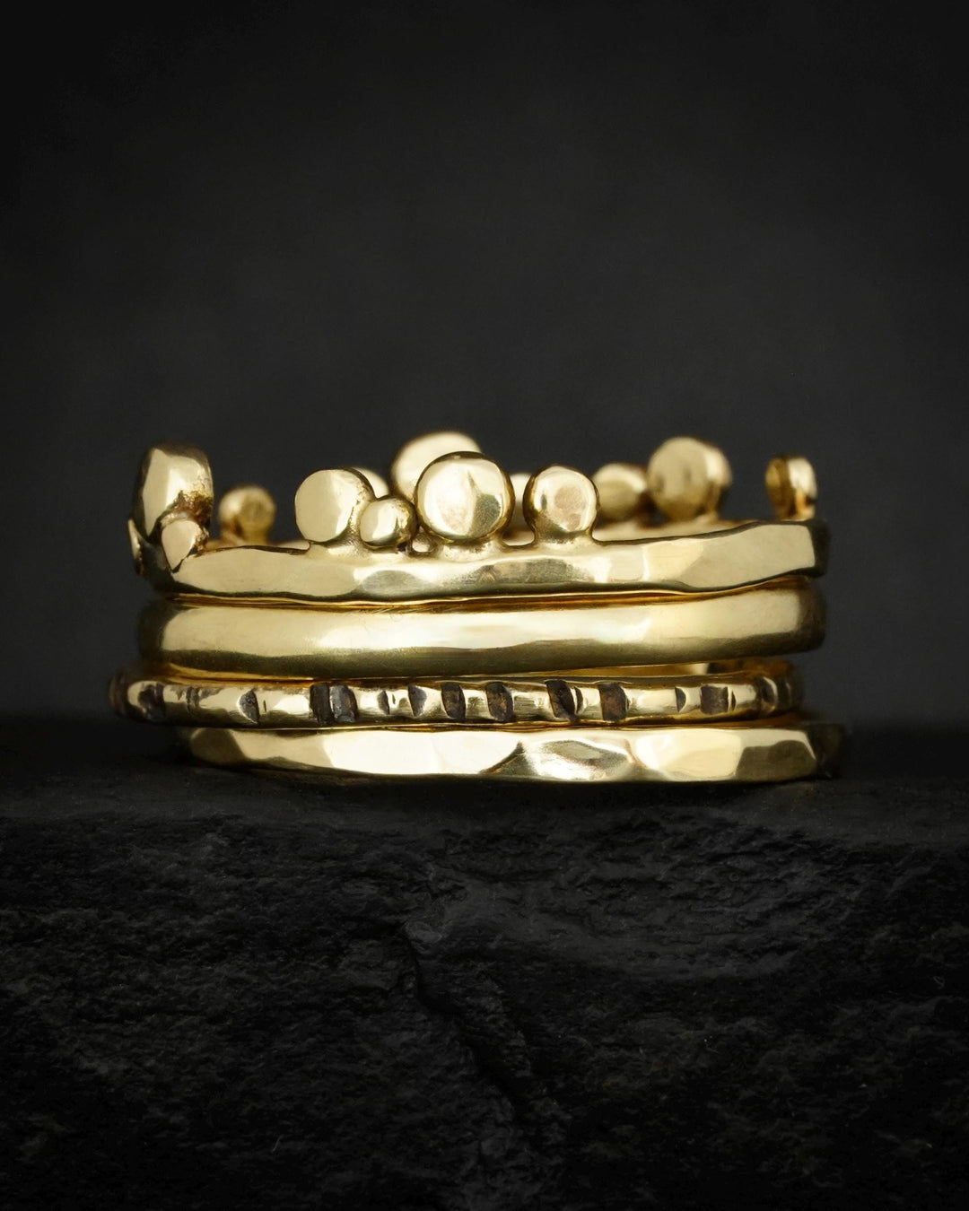 Set of 4 Textured Rings
