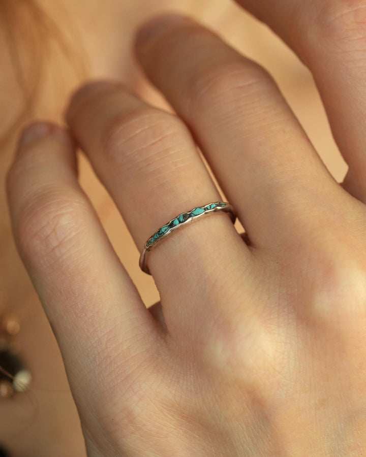 Skinny Raw Turquoise Band Ring