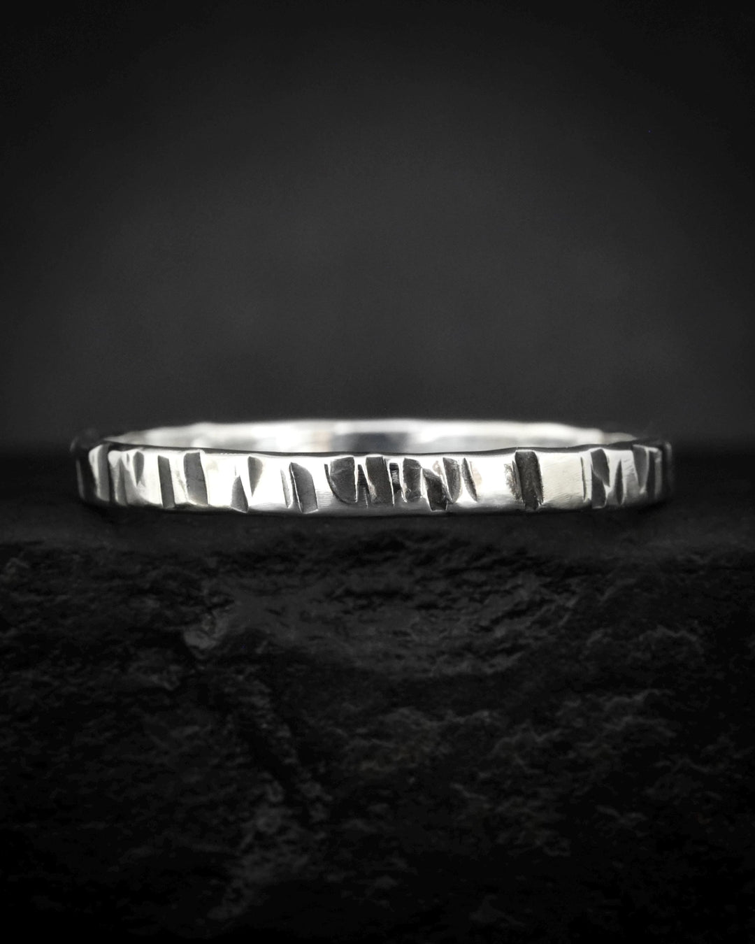 Striped Slim Hammered Band Ring