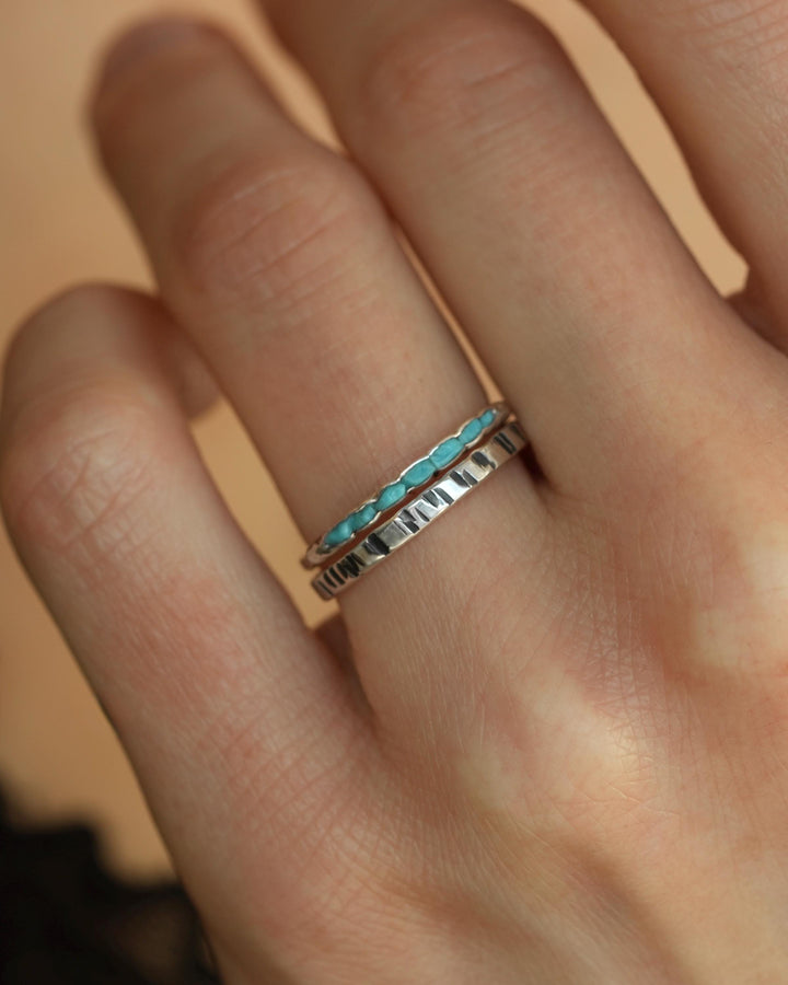 Striped Slim Hammered Band Ring