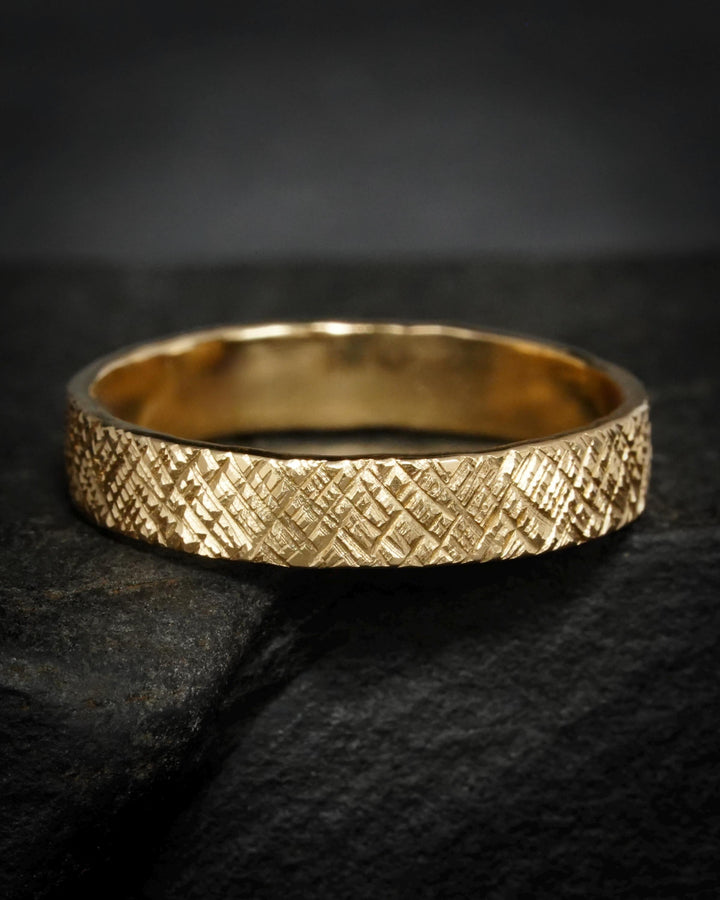 Textured Gold Wedding Band Ring