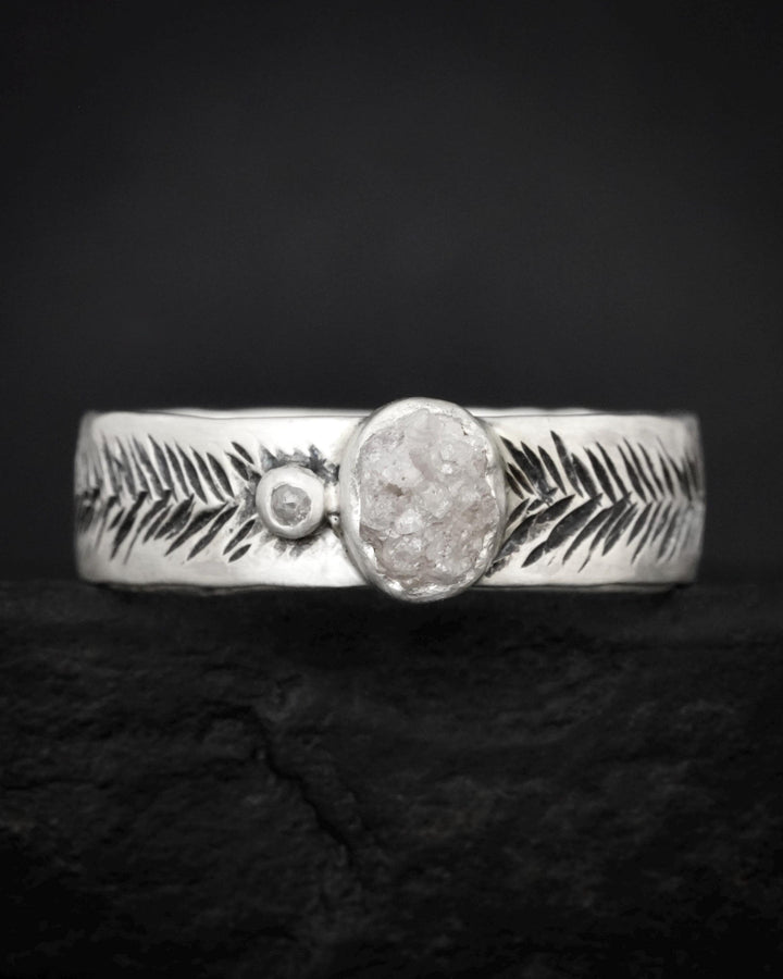 Textured Feather Wedding Band Ring