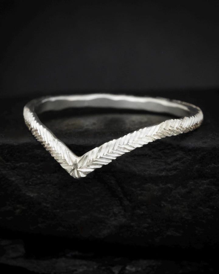 Feather Textured Wave Ring