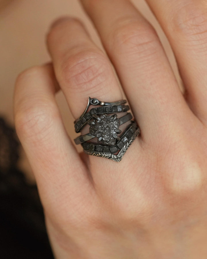 Feather Textured Wave Ring