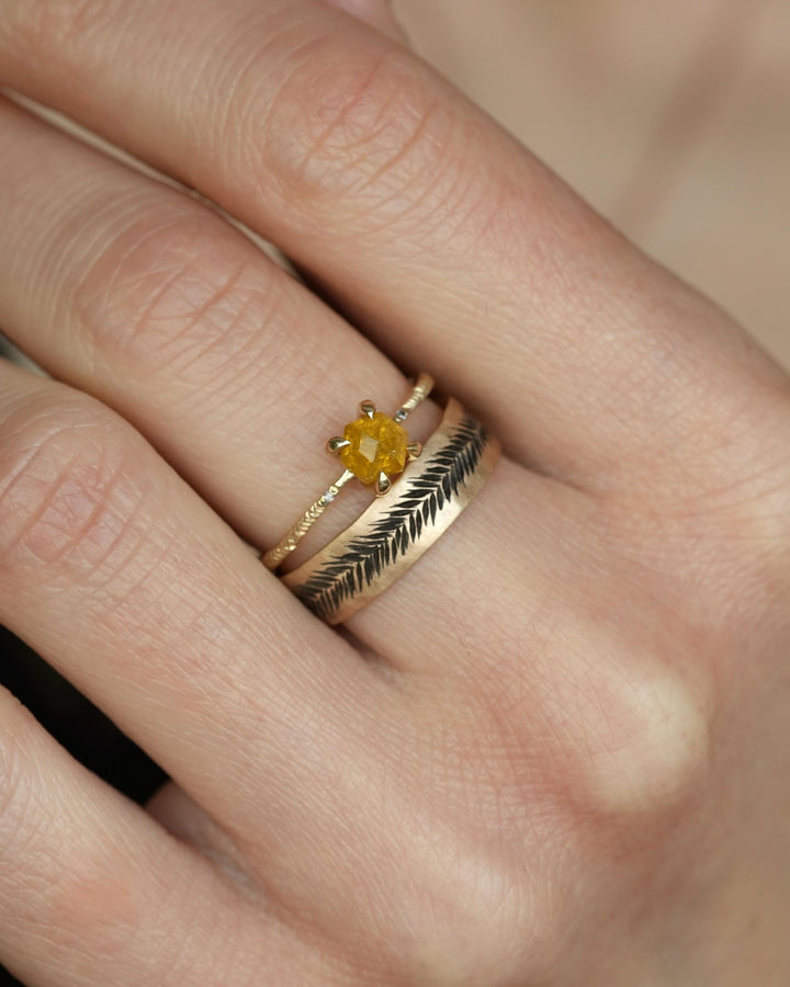 Textured Gold Feather Band Ring