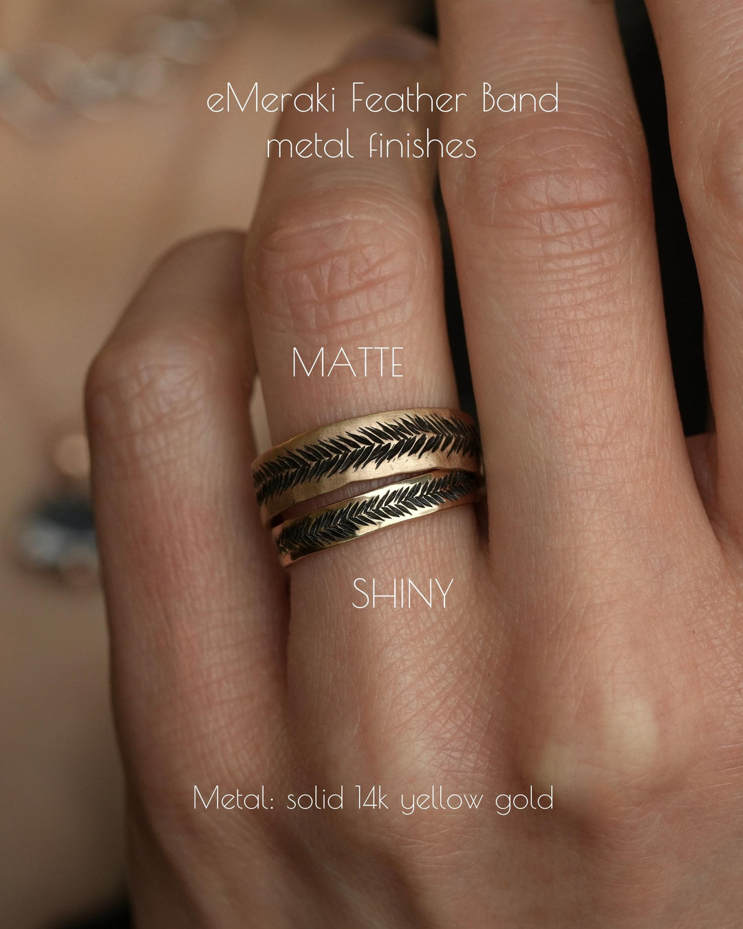 Textured Gold Feather Band Ring