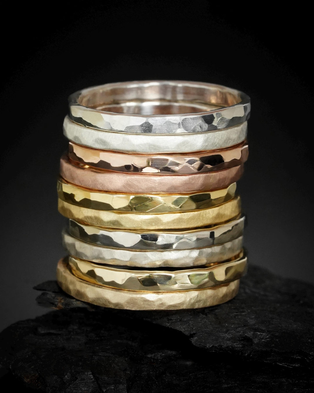 2mm Hammered Wedding Band Ring