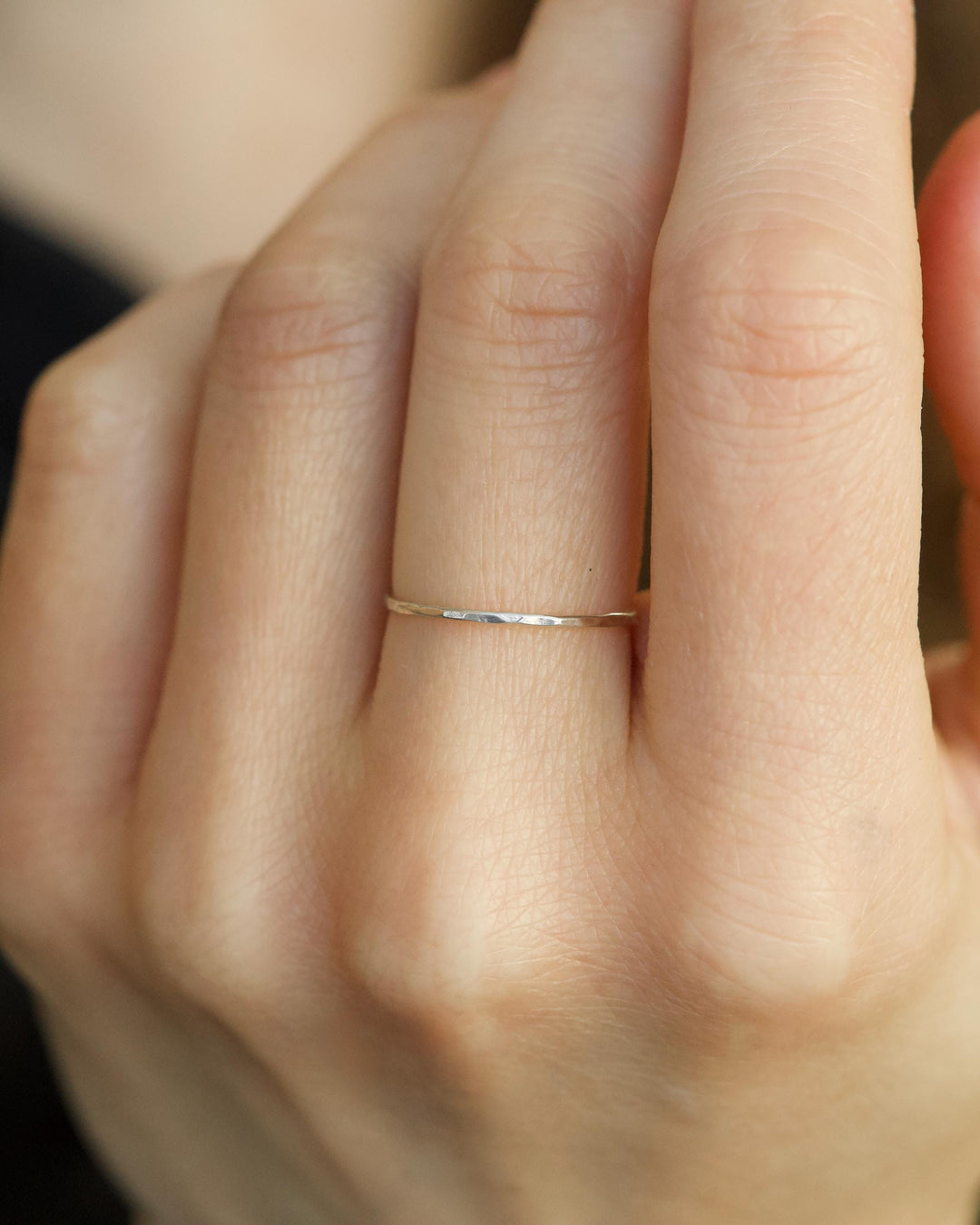 1mm Extra Slim Hammered Ring
