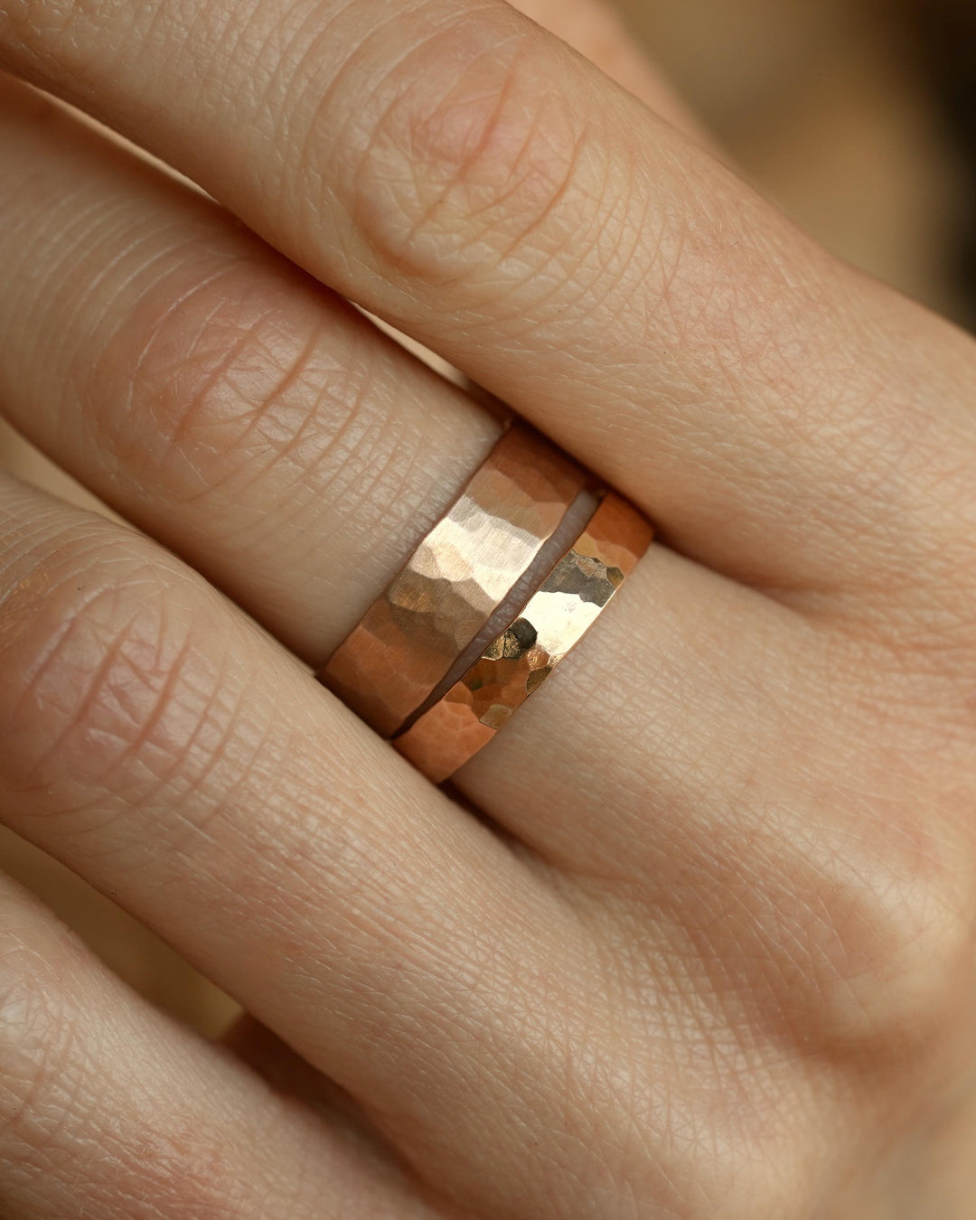 5mm Hammered Gold Band Ring