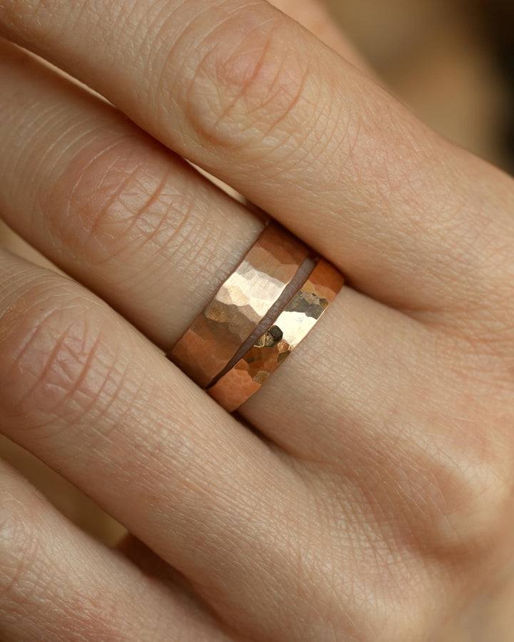 5mm Hammered Gold Band Ring