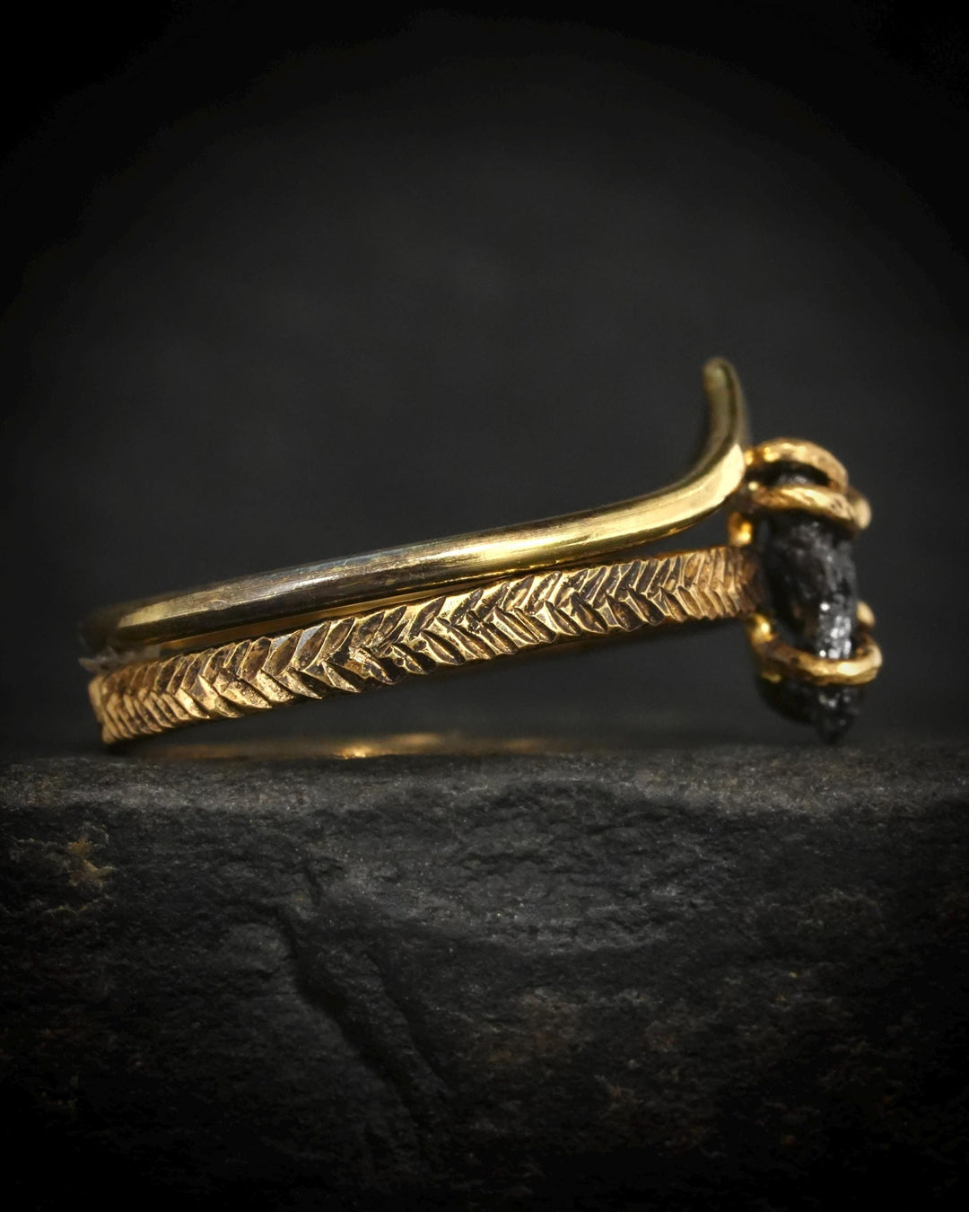 Hammered Rustic Gold Wave Ring