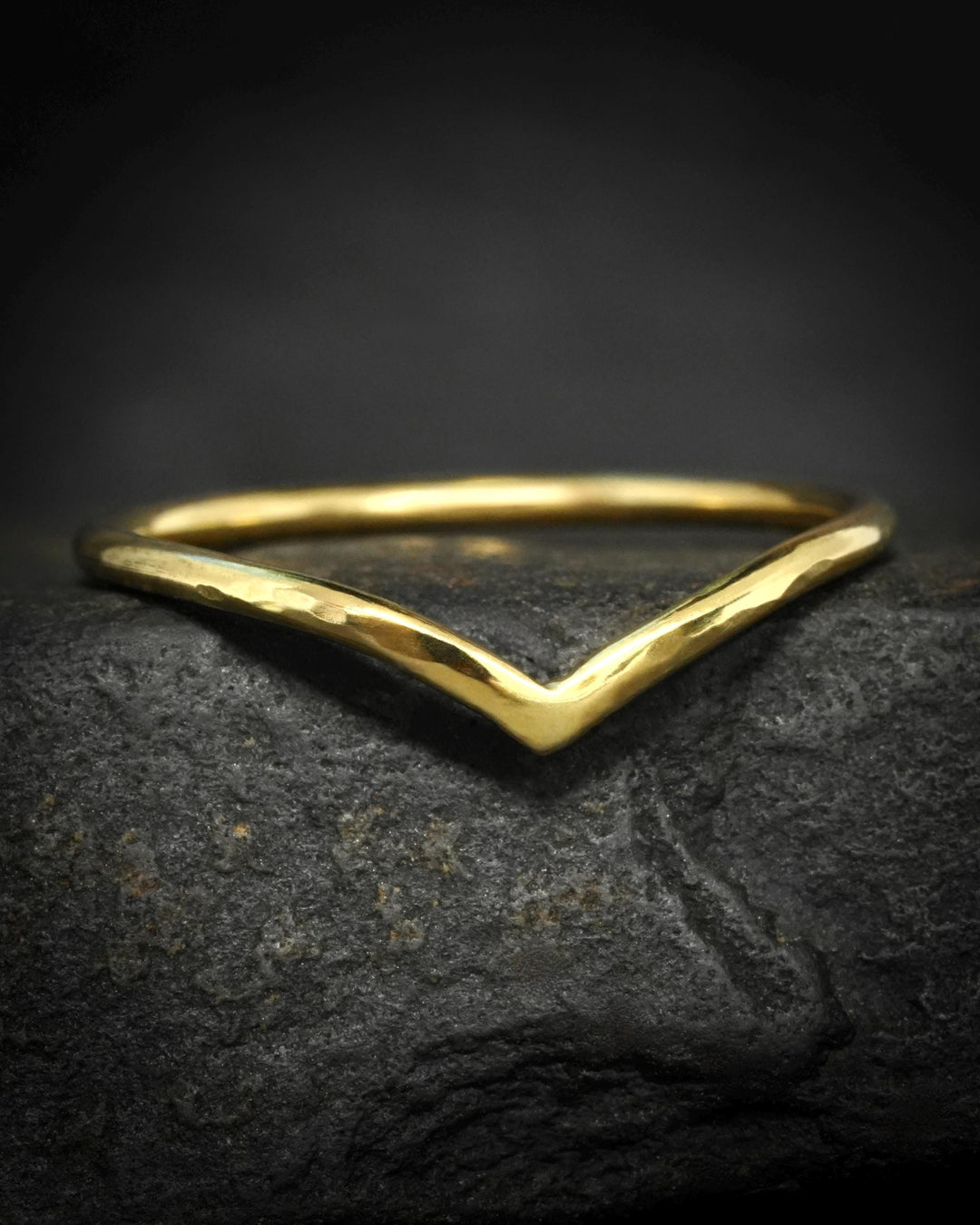 Hammered Rustic Gold Wave Ring