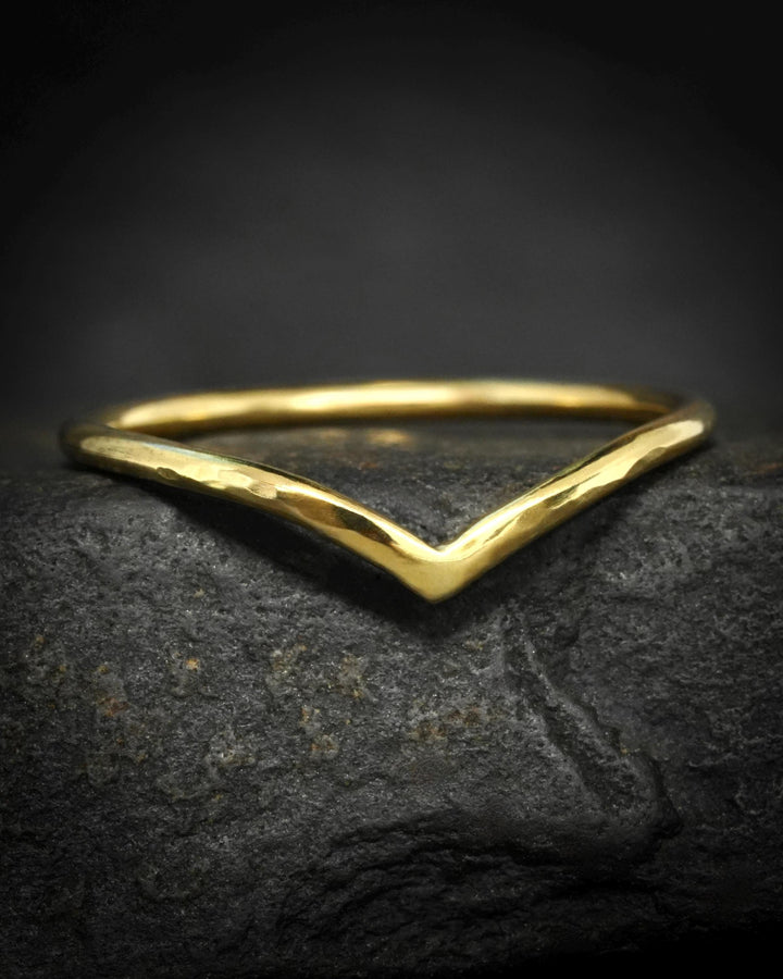 Hammered Rustic Gold Wave Ring