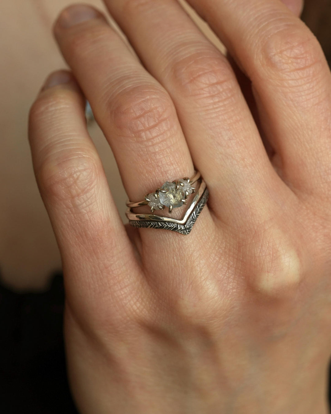 Hammered Silver Wave Ring