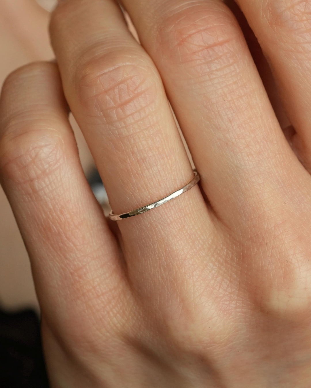 1mm Extra Slim Hammered Ring