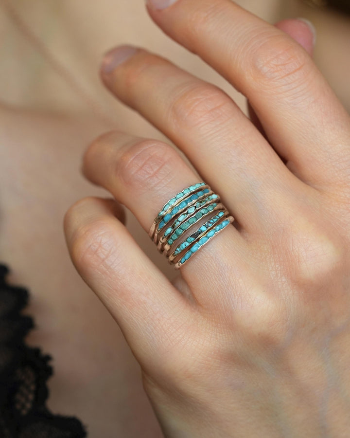 Raw Silver Turquoise Band Ring