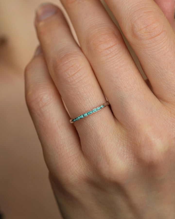 Raw Silver Turquoise Band Ring