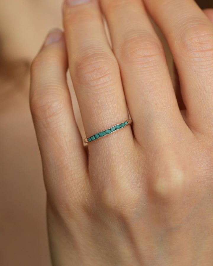 Raw Silver Turquoise Band Ring