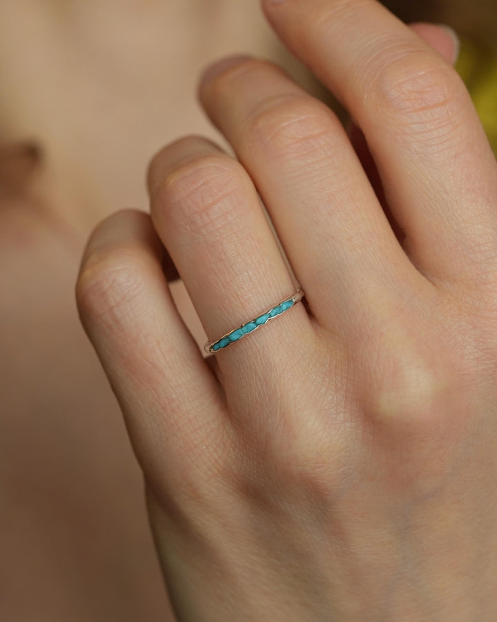 Raw Silver Turquoise Band Ring