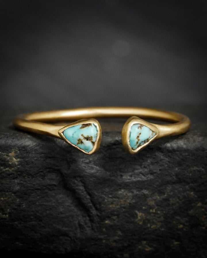 Adjustable Gold Raw Turquoise Ring