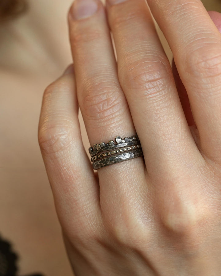 Rustic Silver Stacking Ring Set