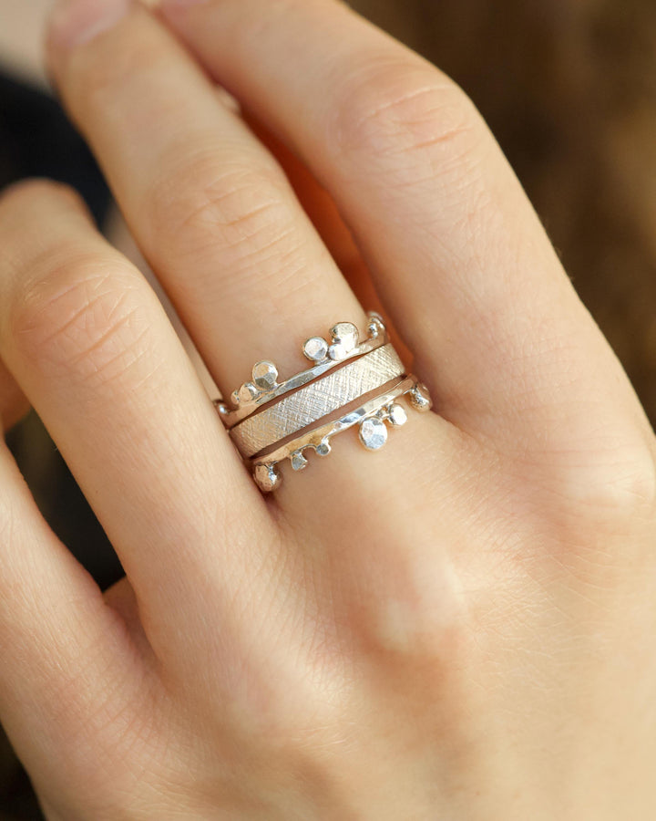 Silver Textured Stacking Ring Set
