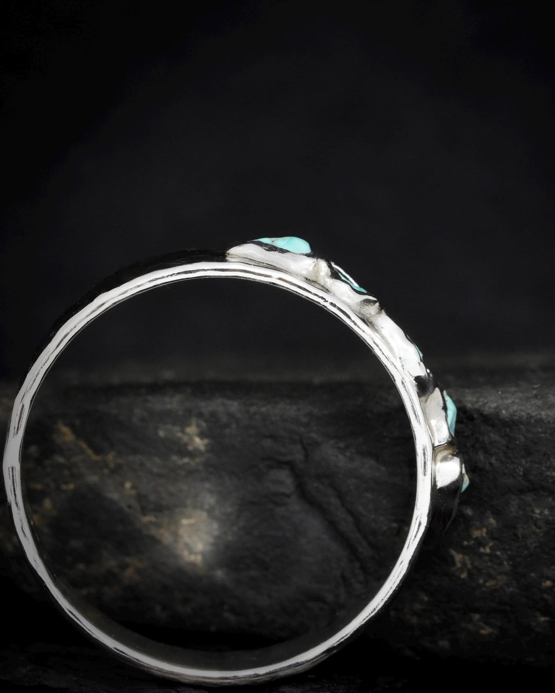 Silver Rustic Turquoise Band Ring