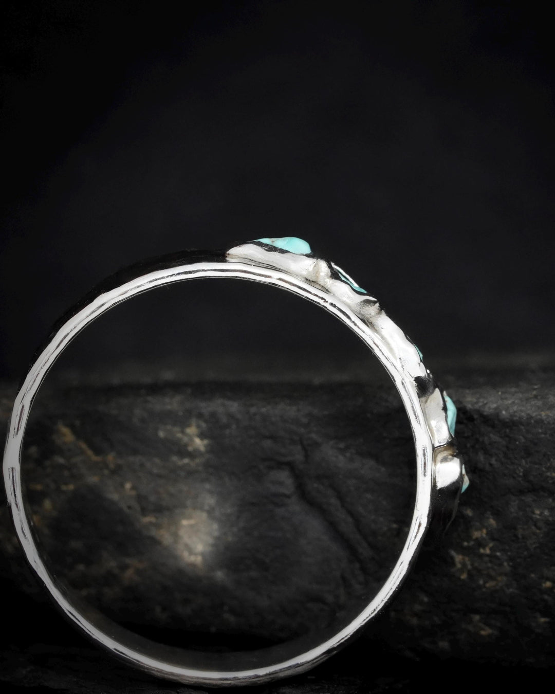Silver Rustic Turquoise Band Ring
