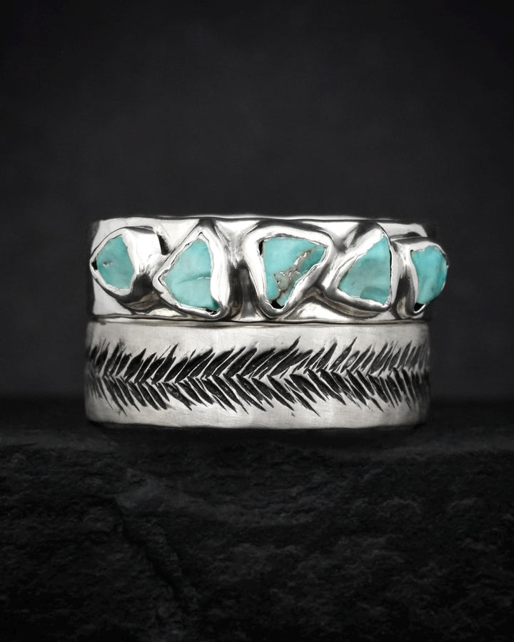 Silver Rustic Turquoise Band Ring