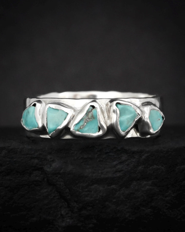 Silver Rustic Turquoise Band Ring