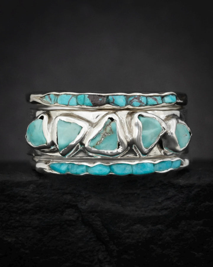 Silver Rustic Turquoise Band Ring