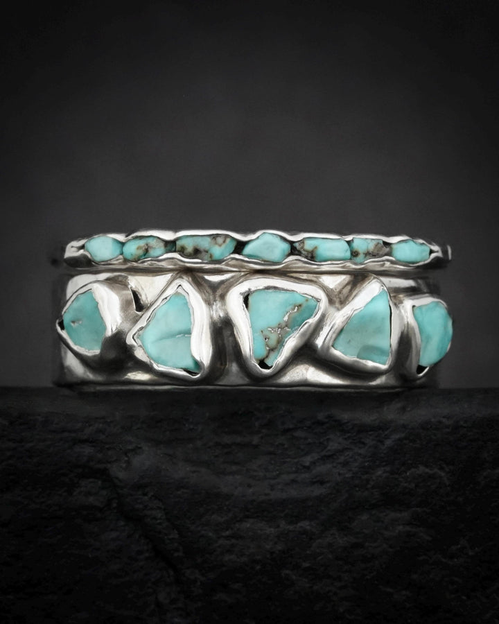 Silver Rustic Turquoise Band Ring