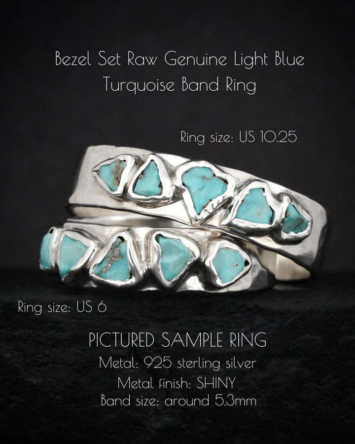 Silver Rustic Turquoise Band Ring