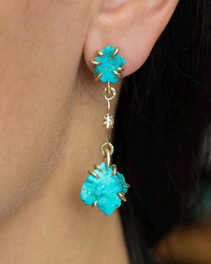 Turquoise and Diamond Statement Earrings