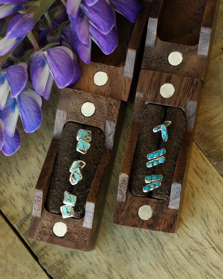 Minimalist Raw Turquoise Gold Studs