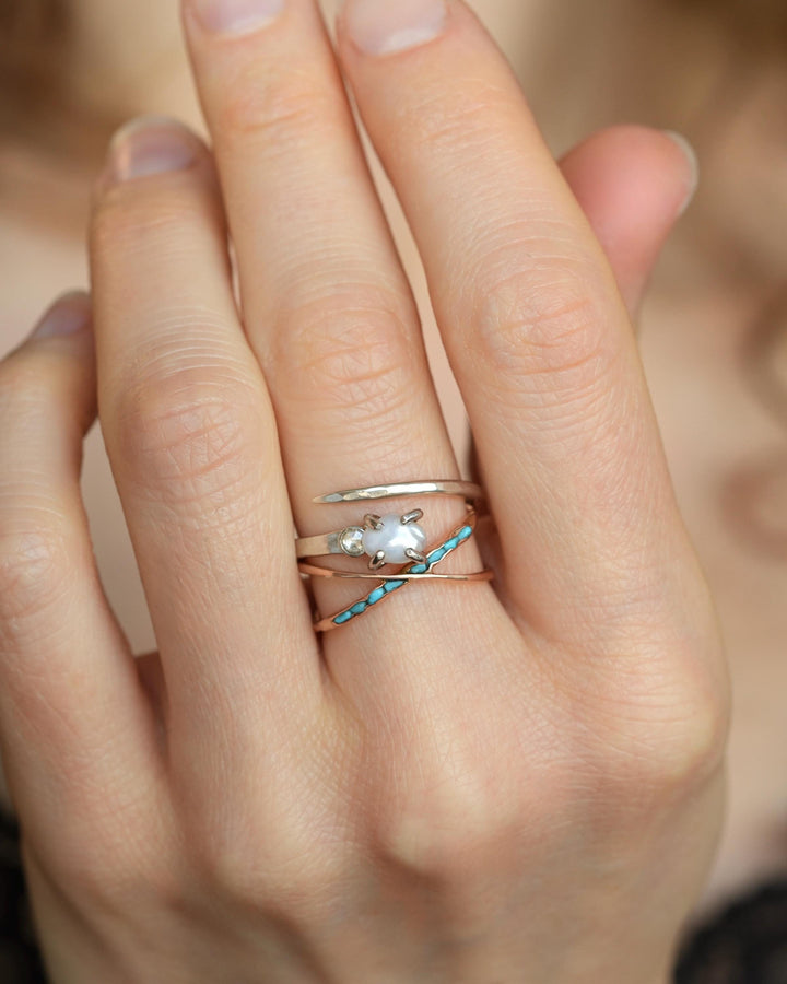 Raw Turquoise Criss Cross Ring