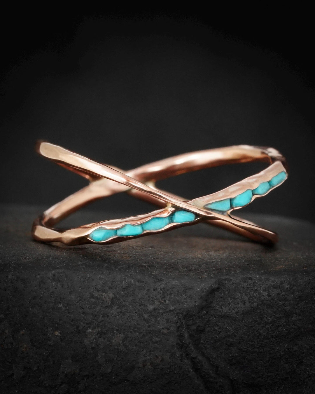 Raw Turquoise Criss Cross Ring