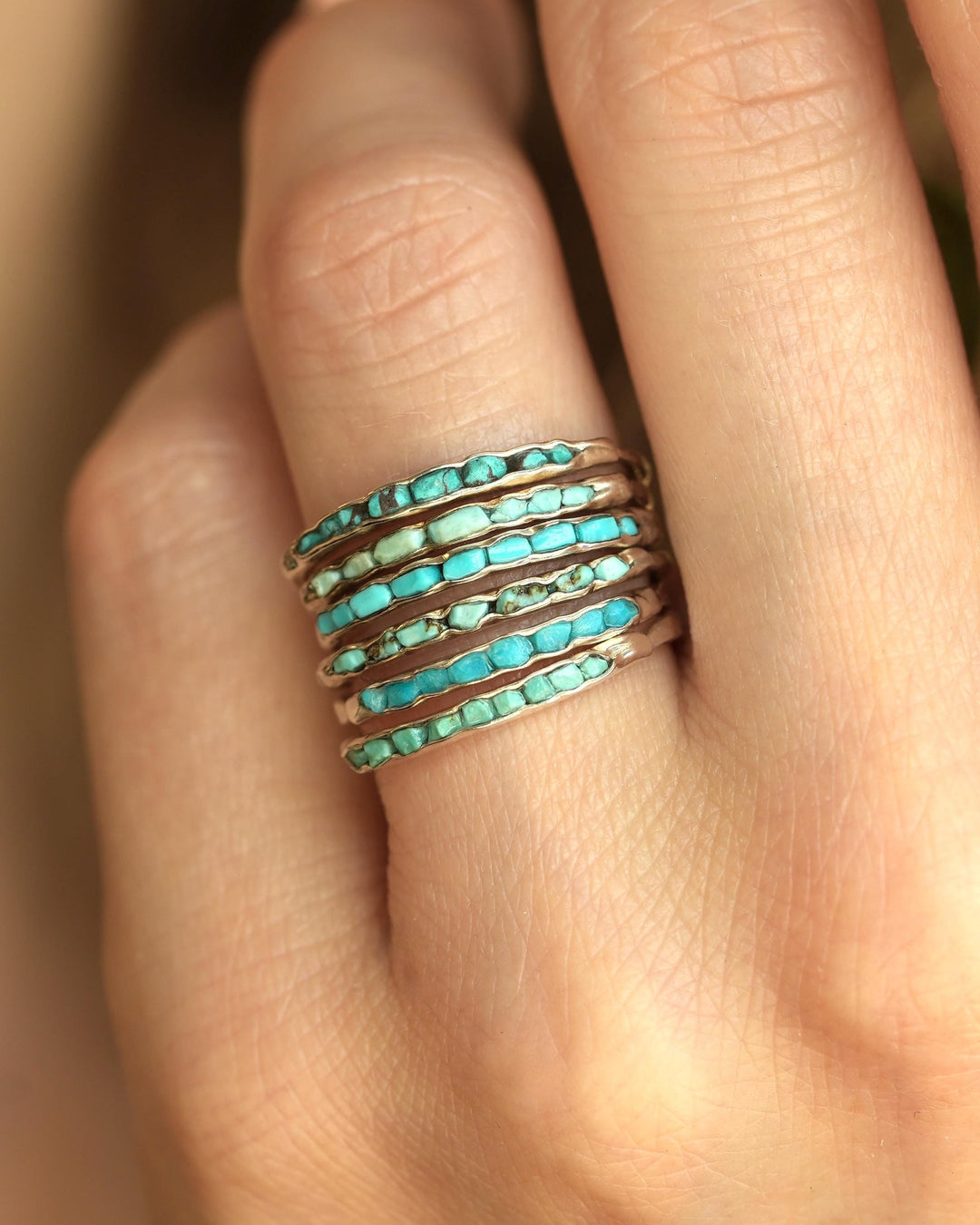 Solid Gold Raw Turquoise Ring