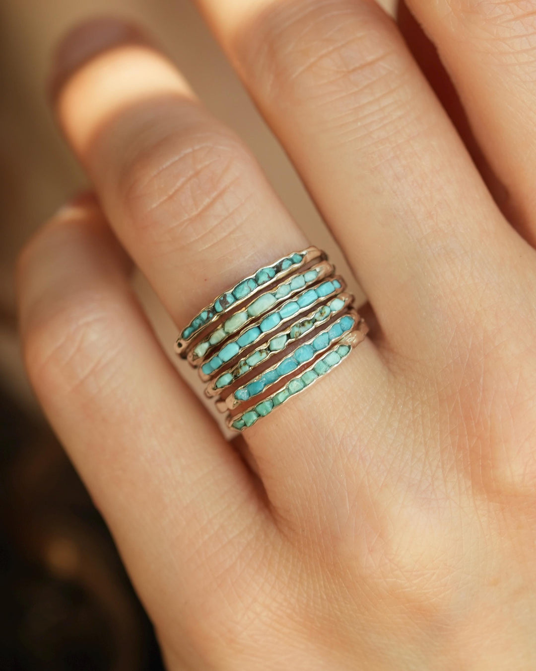 Solid Gold Raw Turquoise Ring