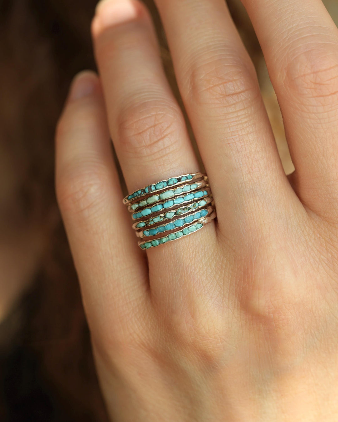 Solid Gold Raw Turquoise Ring
