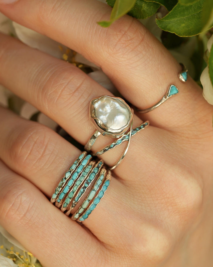 Solid Gold Raw Turquoise Ring