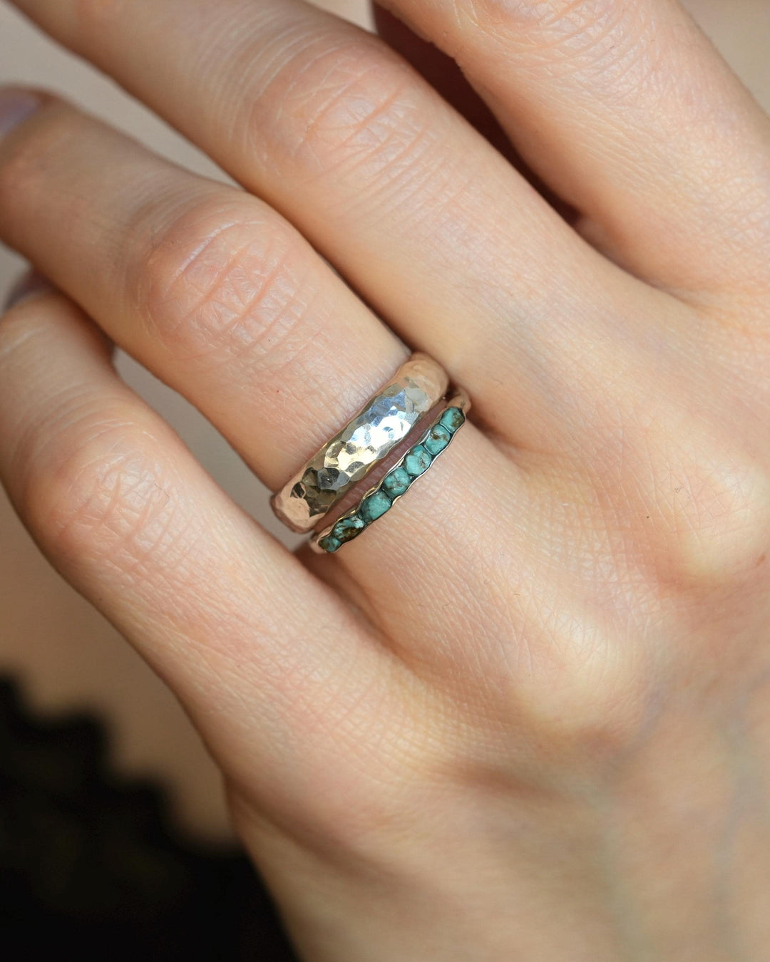 White Gold Raw Turquoise Band
