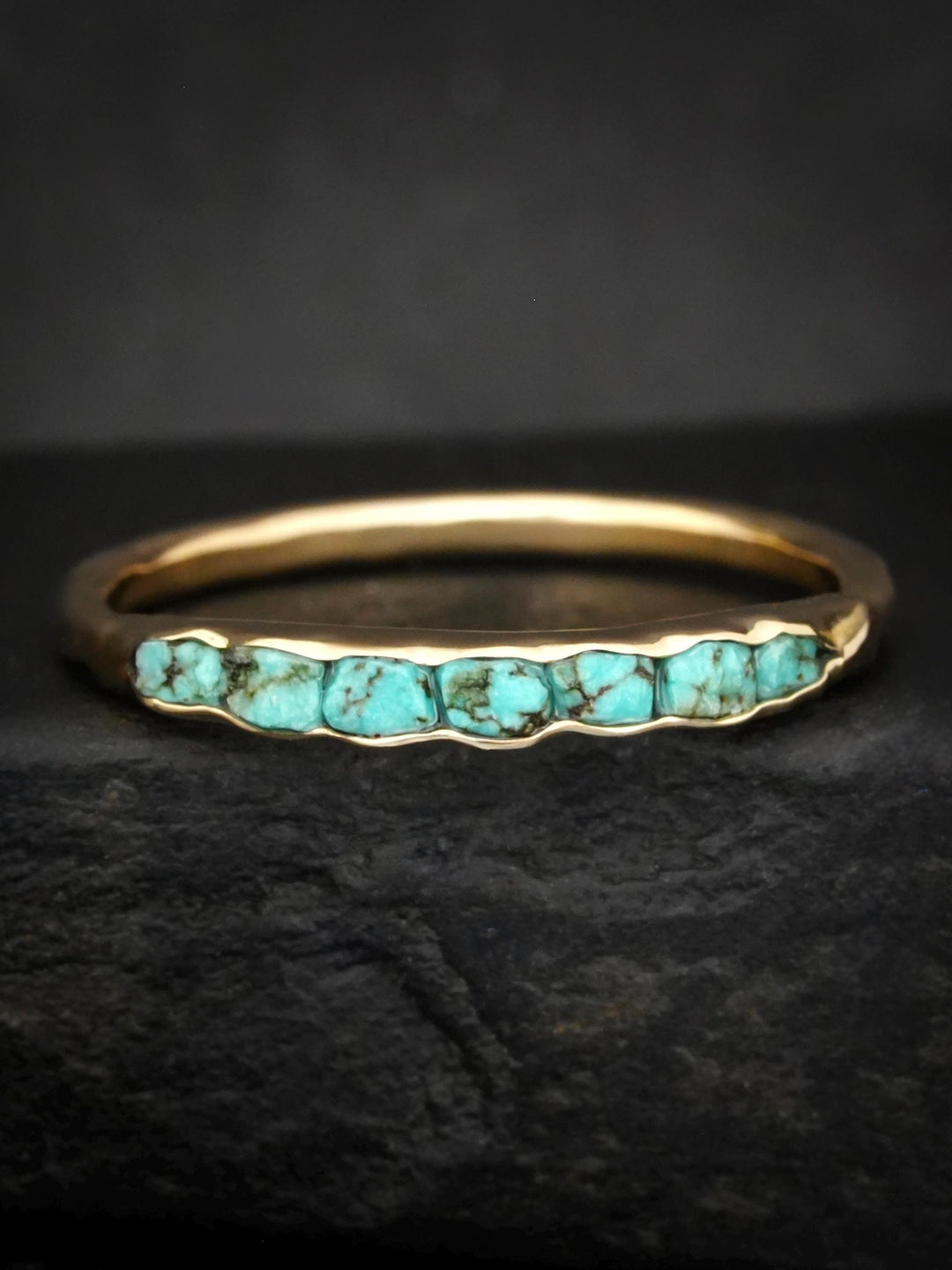 White Gold Raw Turquoise Band