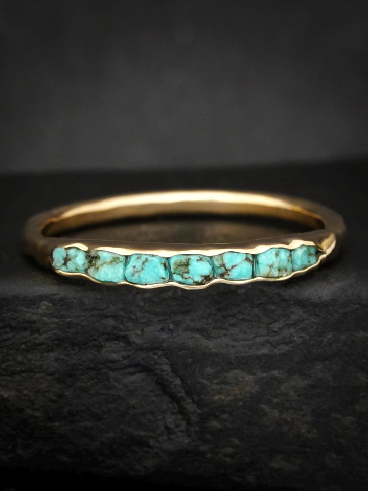 White Gold Raw Turquoise Band
