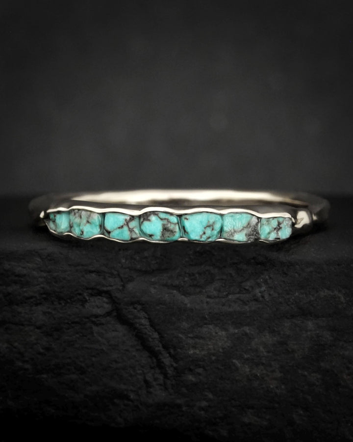 White Gold Raw Turquoise Band