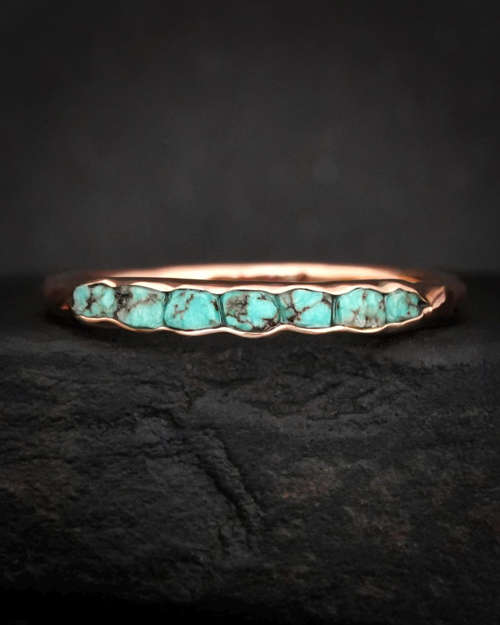 White Gold Raw Turquoise Band