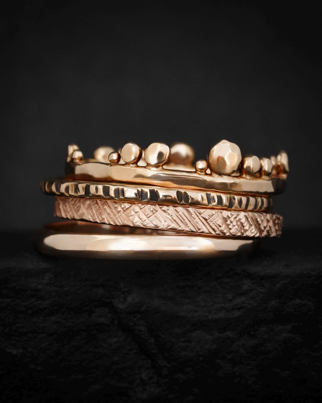 Solid Rose Gold Ring Stack