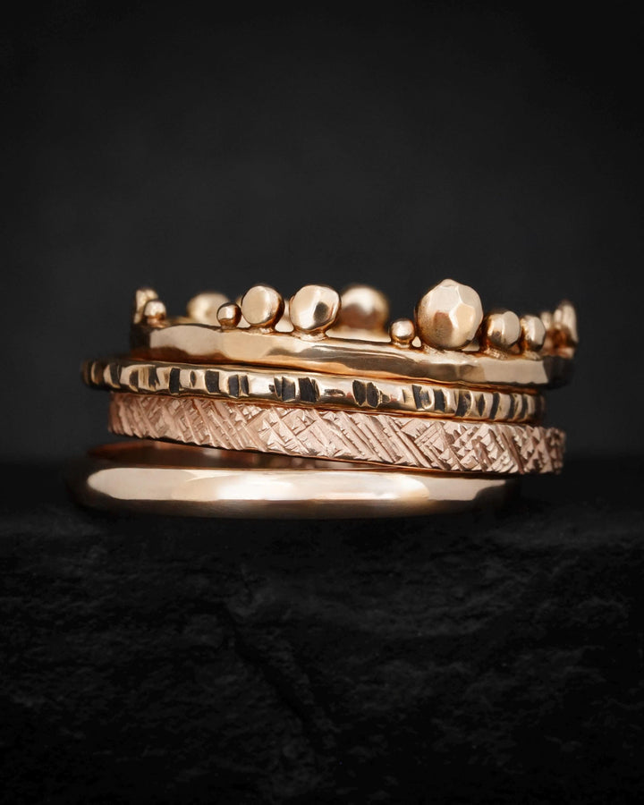 Solid Rose Gold Ring Stack