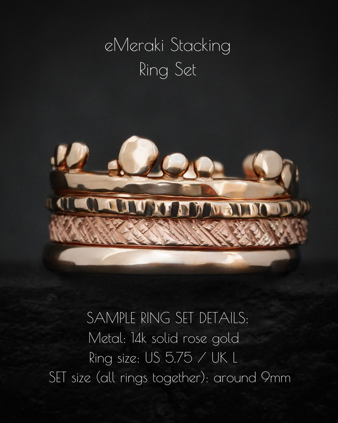 Solid Rose Gold Ring Stack